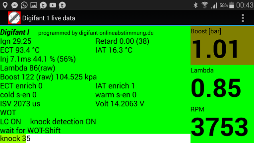 Digifant 1 live data Android app