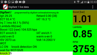 Digifant 1 live data Android app