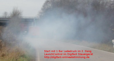 LaunchControl start with 1 bar / 15 psi boost in the 2. gear with street tires